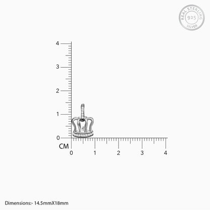 Silver Zircon Queen's Crown Pendant with Link Chain