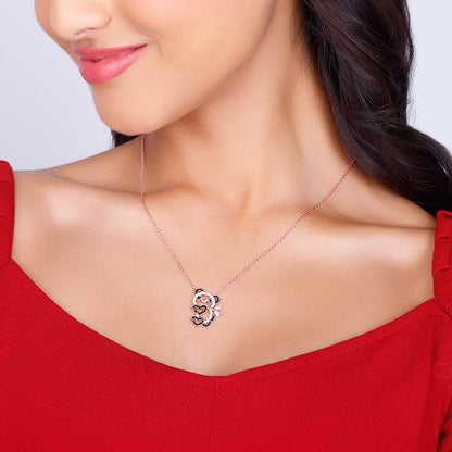 Rose Gold Panda Heart Me Necklace