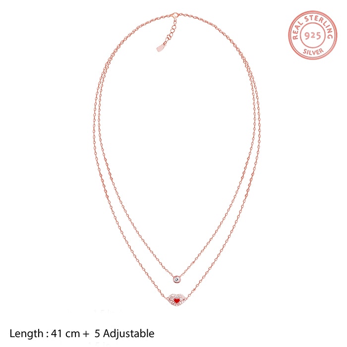 Rose Gold Kiss Of Love Layered Necklace