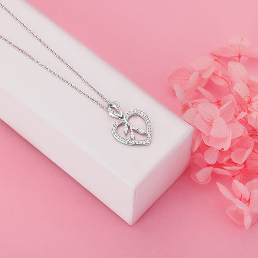 Silver Leaf Me More Pendant with Link Chain
