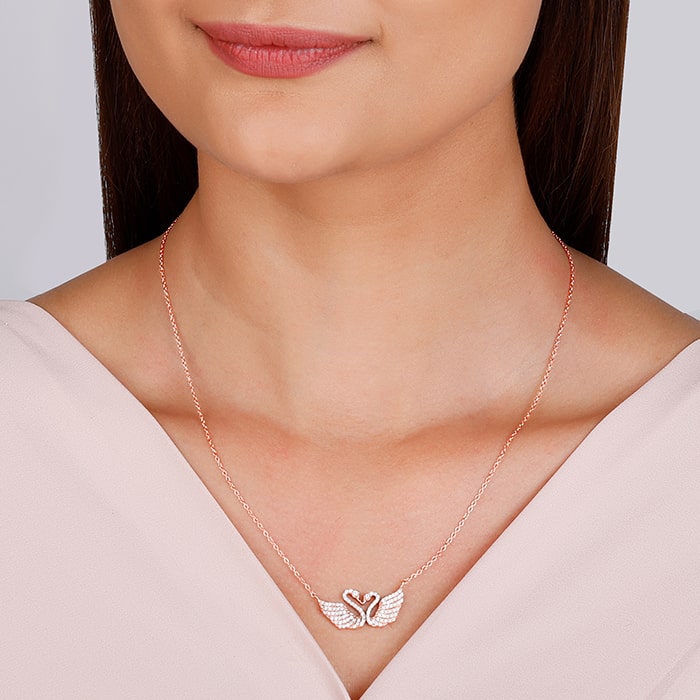 Rose Gold Swan Love Necklace