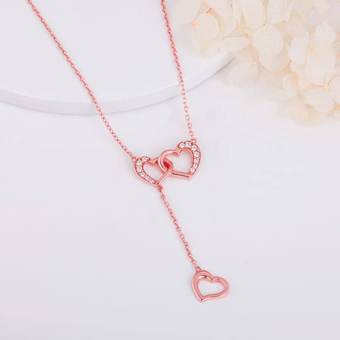 Rose Gold Hearts Dripping with Love Necklace