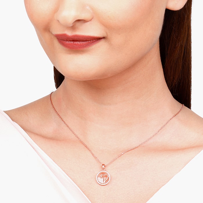 Rose Gold One World One Love Pendant with Link Chain