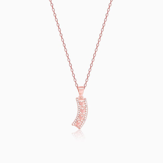 Rose Gold Heart Line Pendant with Link Chain