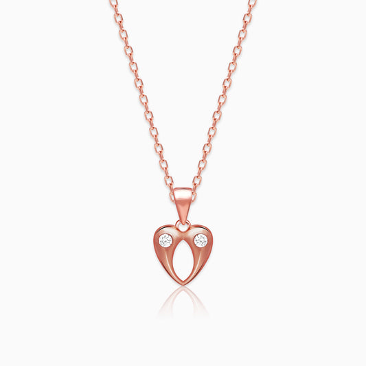 Rose Gold Charming Heart Pendant with Link Chain