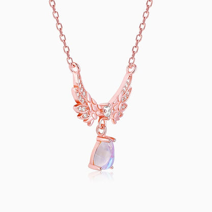 Rose Gold Divine Wings Moonstone Drop Necklace