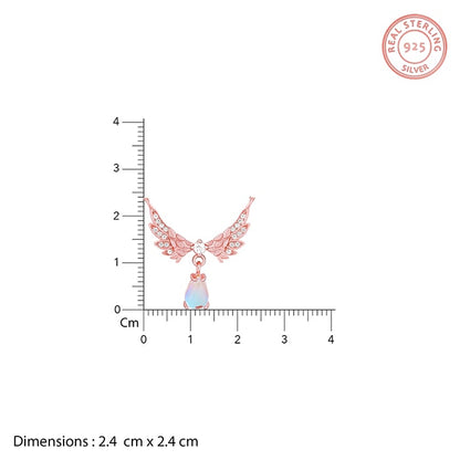 Rose Gold Divine Wings Moonstone Drop Necklace