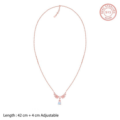 Rose Gold Divine Wings Moonstone Drop Necklace