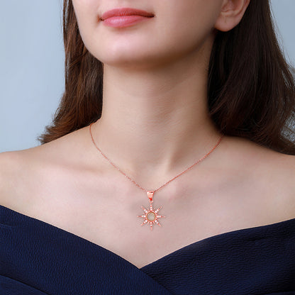 Rose Gold Solar Flare Pendant with Link Chain