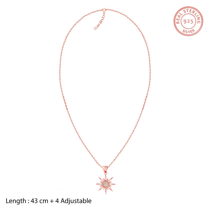 Rose Gold Solar Flare Pendant with Link Chain