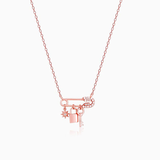 Rose Gold Locked in Love Necklace