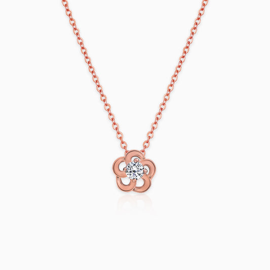 Rose Gold Flower Pendant with Link Chain