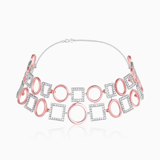 Rose Gold and Silver Geometric Link Choker