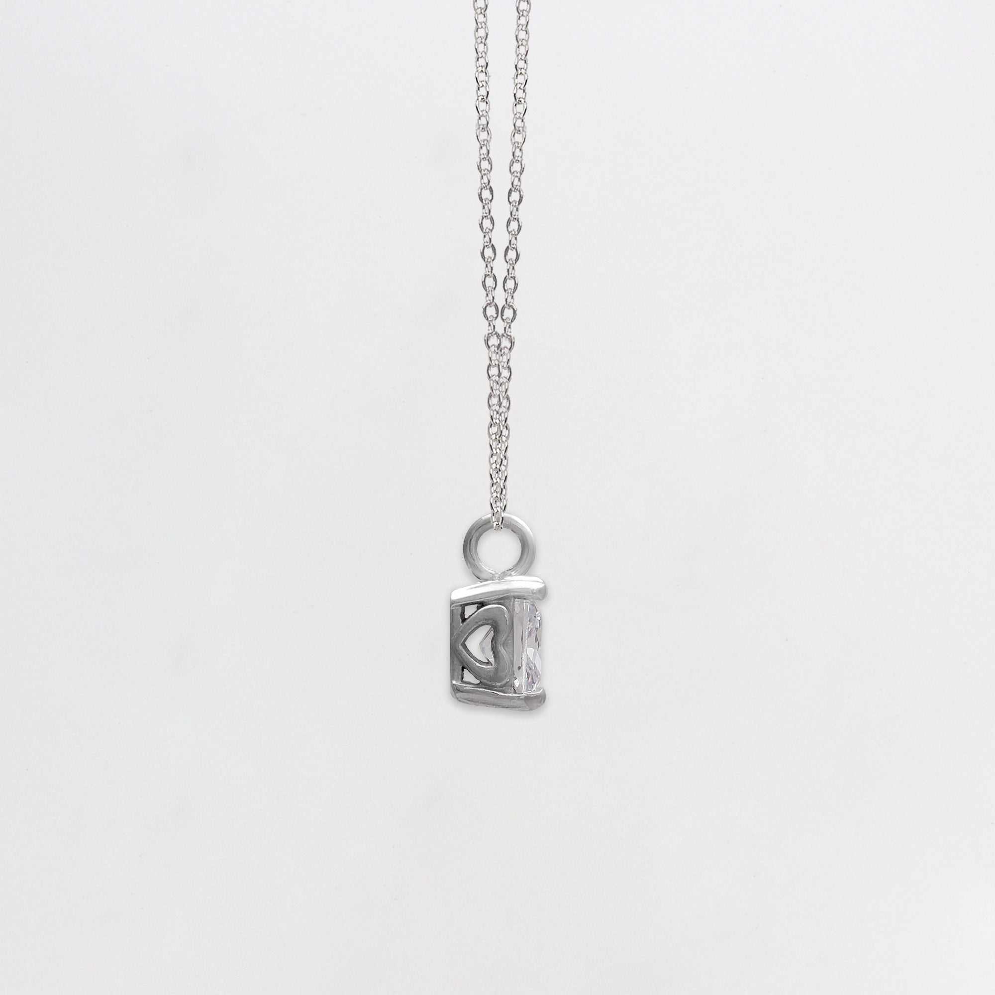 Silver Zircon Square Pendant with Link Chain - view 3