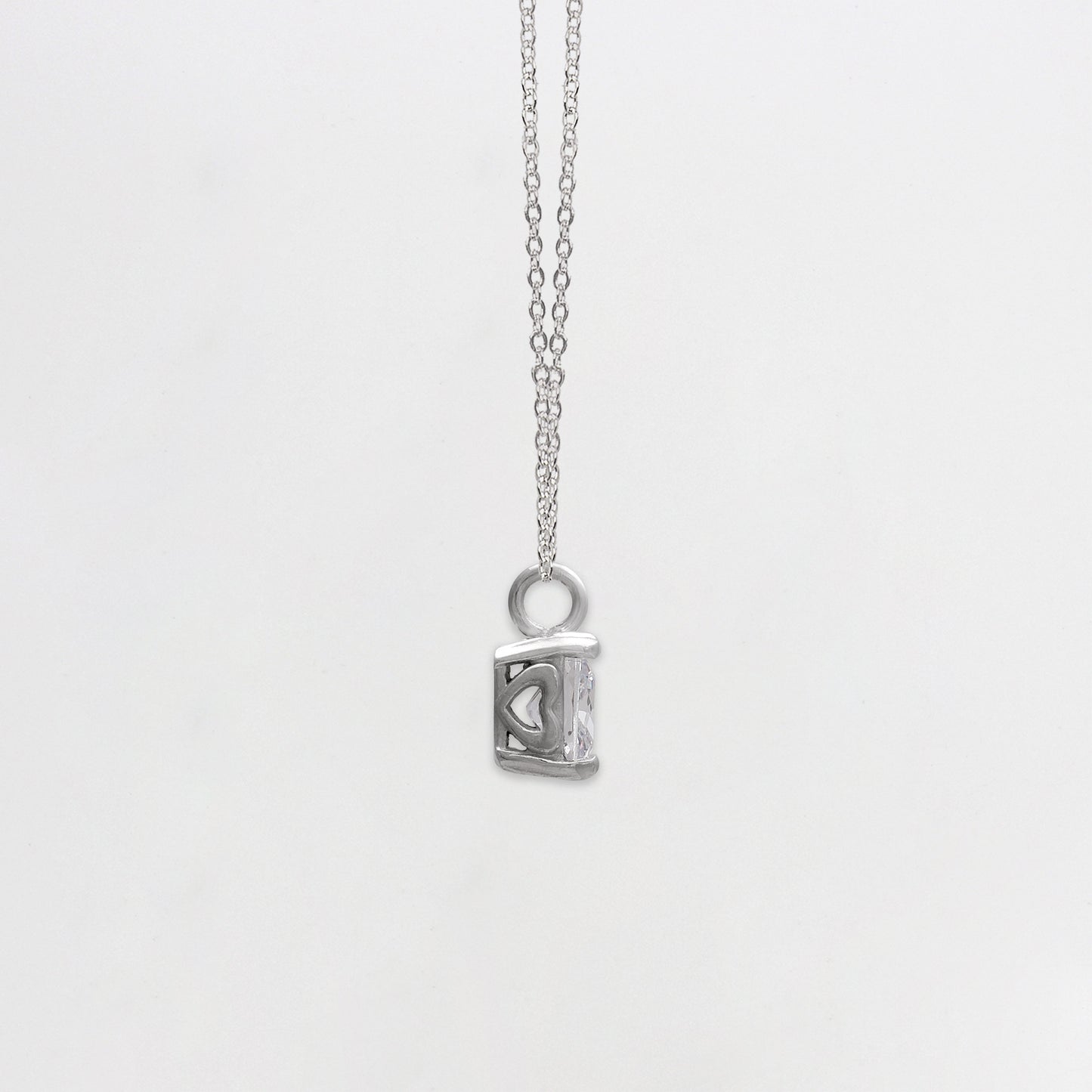 Silver Zircon Square Pendant with Link Chain