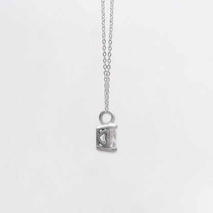 Silver Zircon Square Pendant with Link Chain