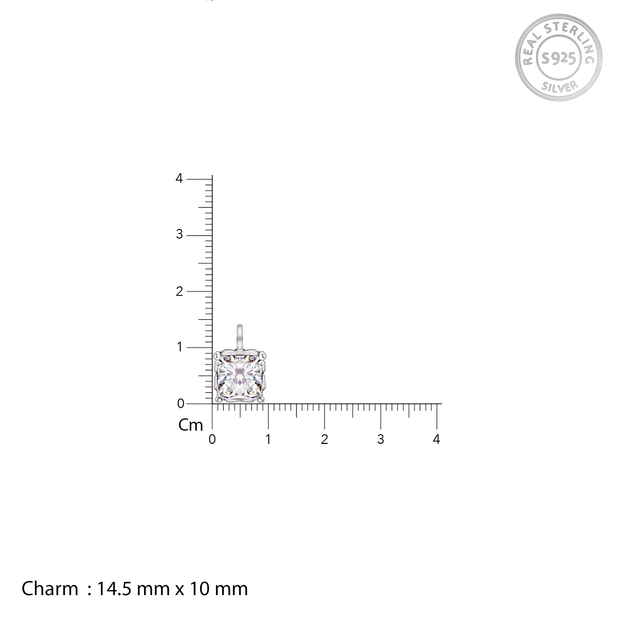 Silver Zircon Square Pendant with Link Chain - view 4