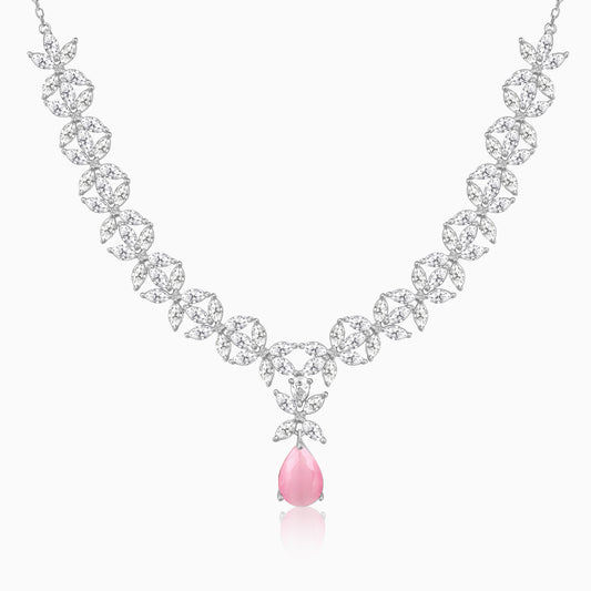 Silver Zircon Studded Magical Drop Necklace