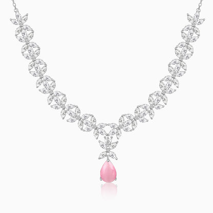Silver Zircon Studded Magical Drop Necklace