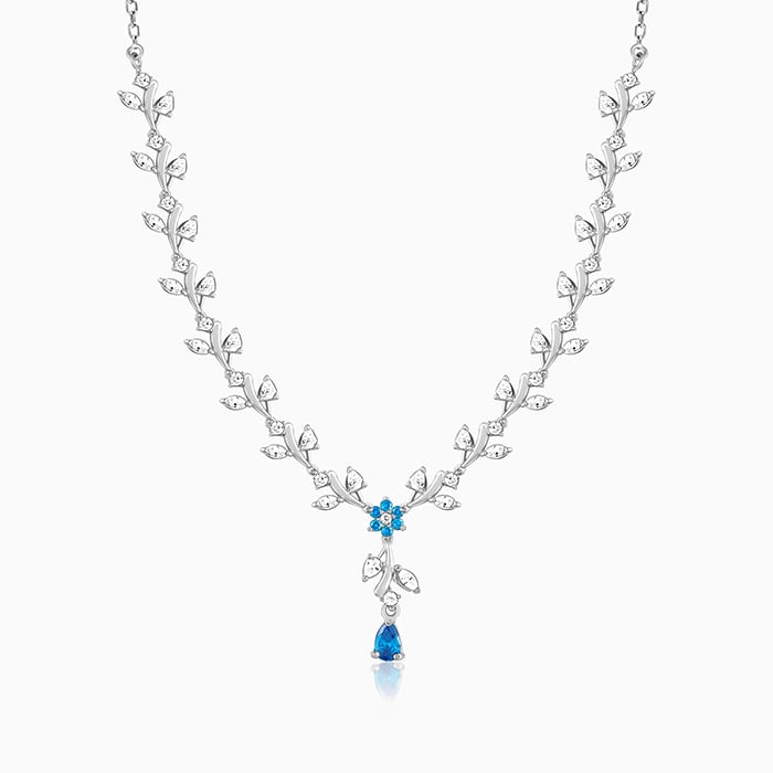 Silver Blue Daisy Necklace - Image 1