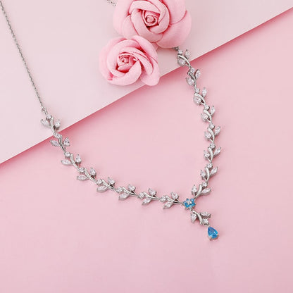 Silver Blue Daisy Necklace
