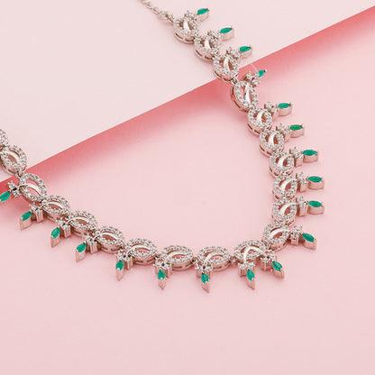 Silver Zircon-Studded Kalash Necklace