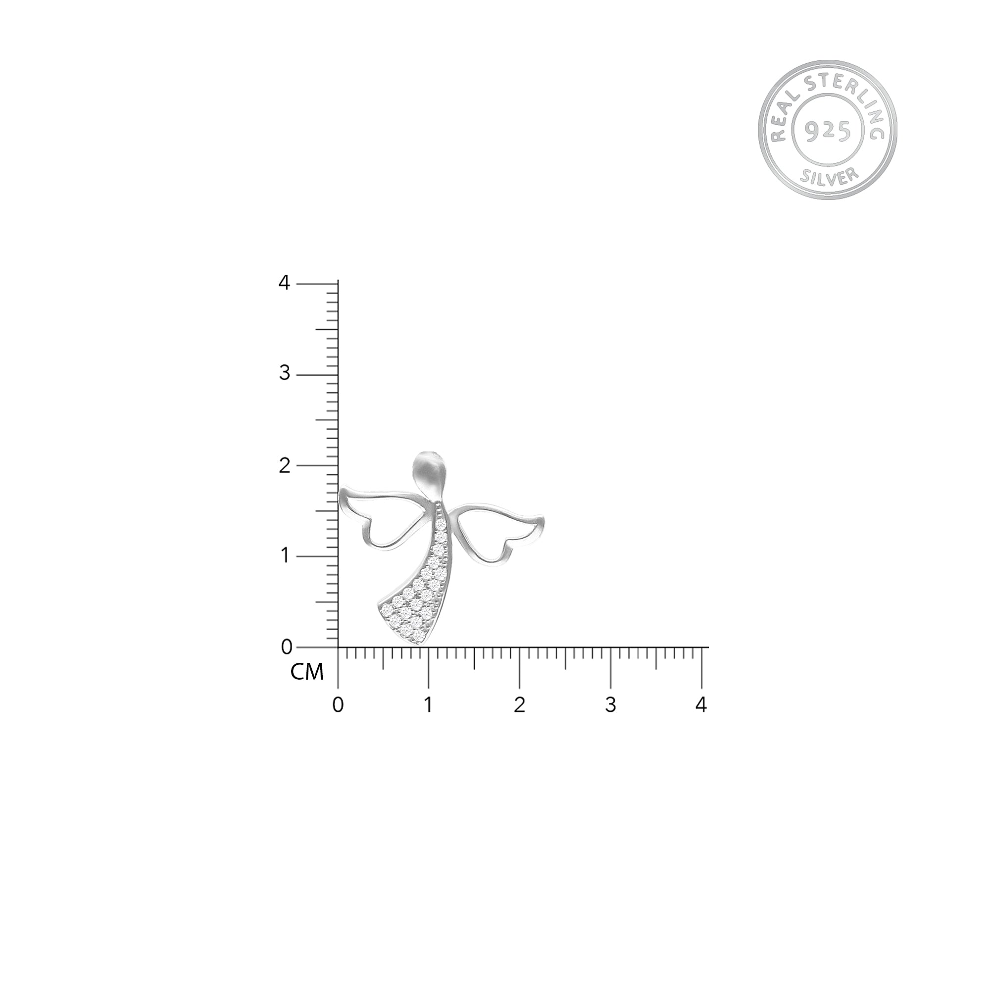 Silver Zircon Angel Pendant with Link Chain - view 4