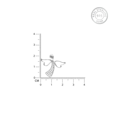 Silver Zircon Angel Pendant with Link Chain