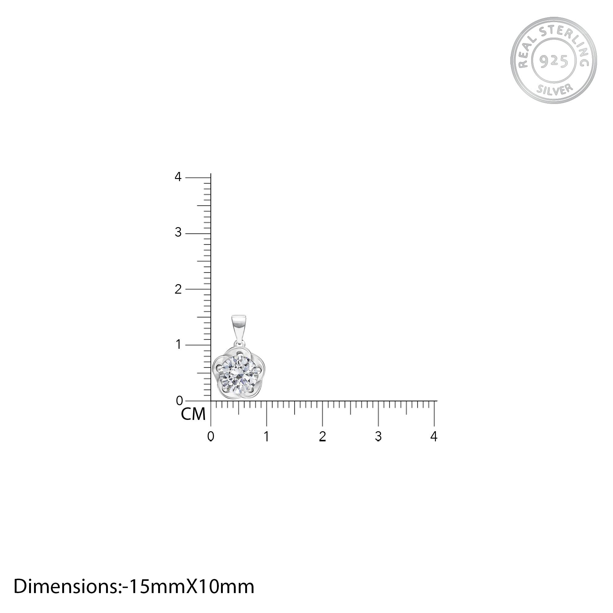 Silver Zircon Mini Flower Pendant with Box Chain - view 4