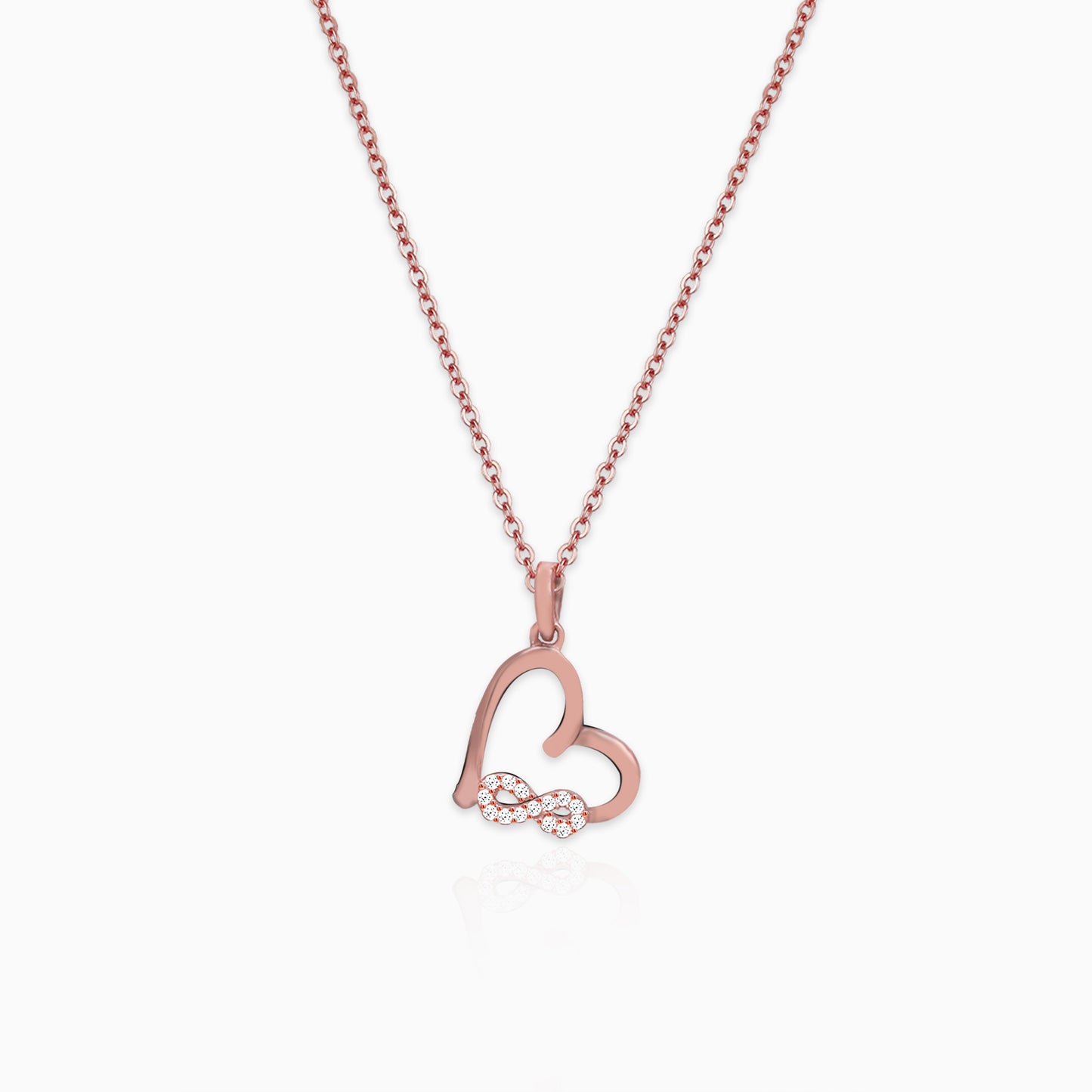 Rose Gold Infinity Heart Pendant with Link Chain