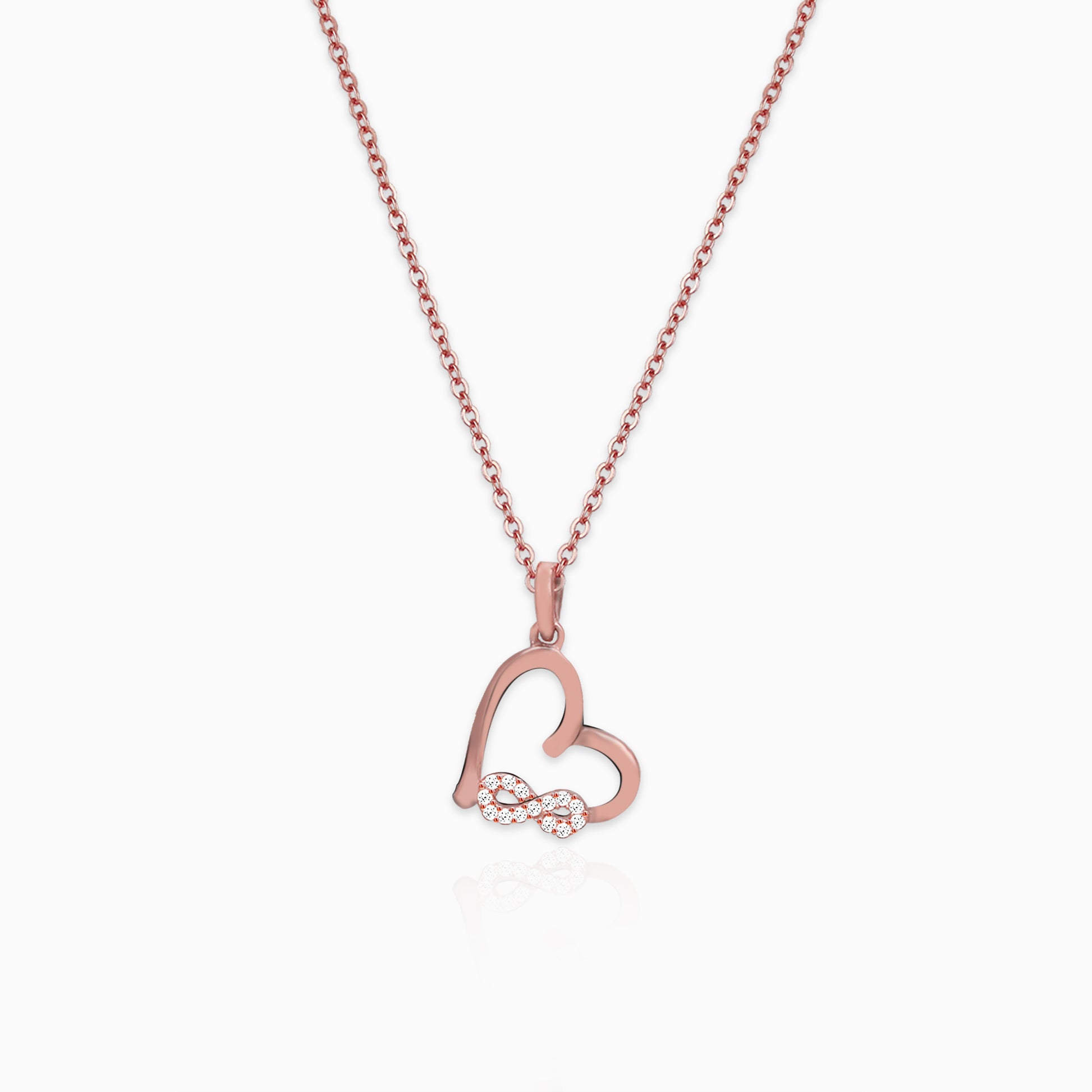 Buy Rose Gold Infinity Heart Pendant with Link Chain at Best Price