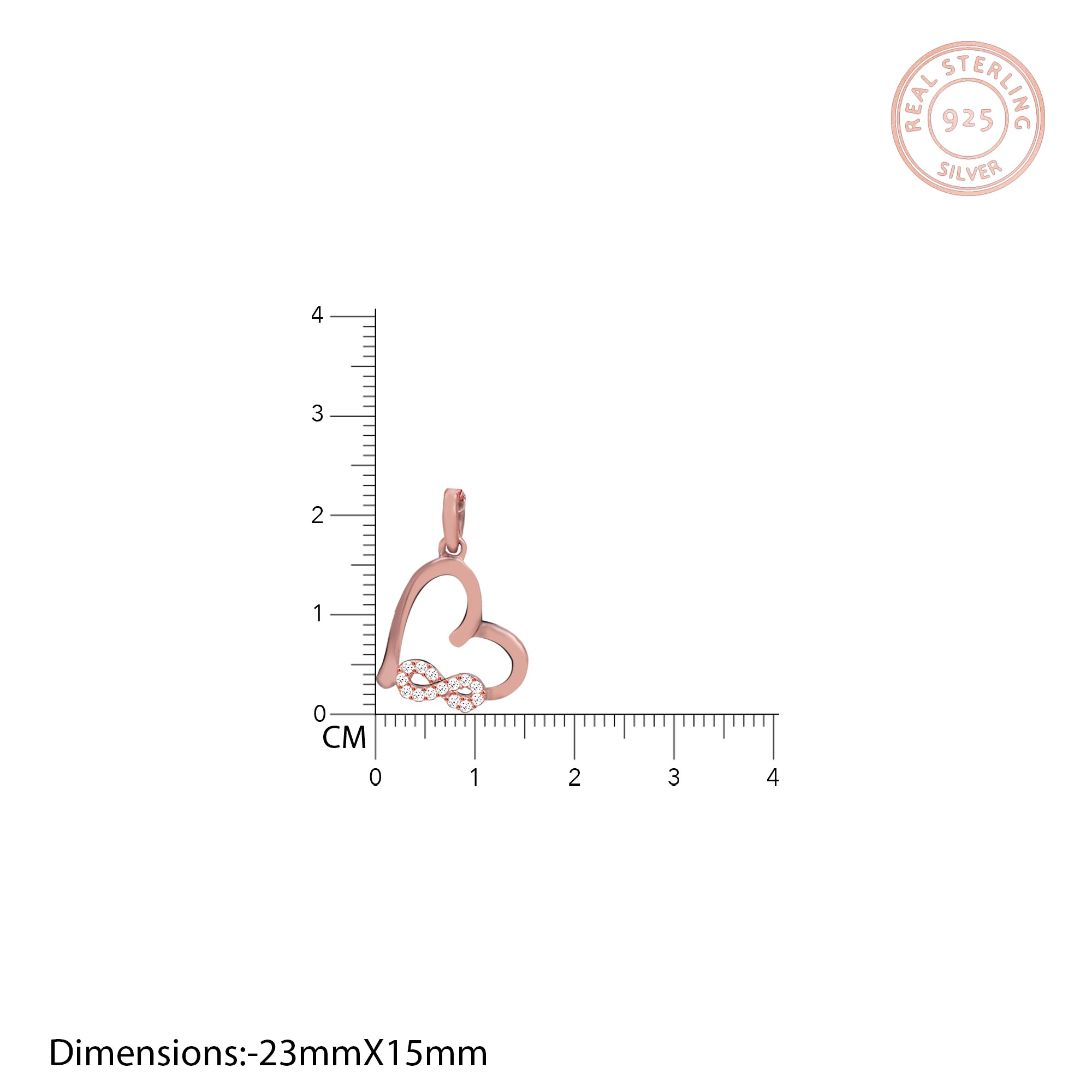 Rose Gold Infinity Heart Pendant with Link Chain - view 4