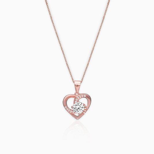 Rose Gold Swirl Heart Pendant with Link Chain