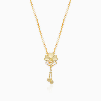 Golden Clover Dangle Pendant with Link Chain