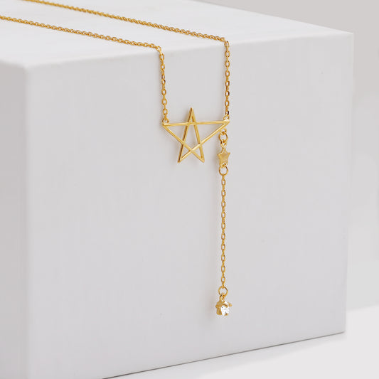 Golden Star Drop Necklace