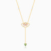 Gold Eye Bright Flower Lariat Necklace