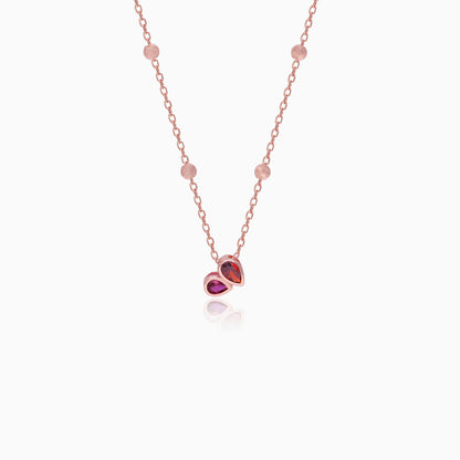 Rose Gold Crimson Heart Necklace