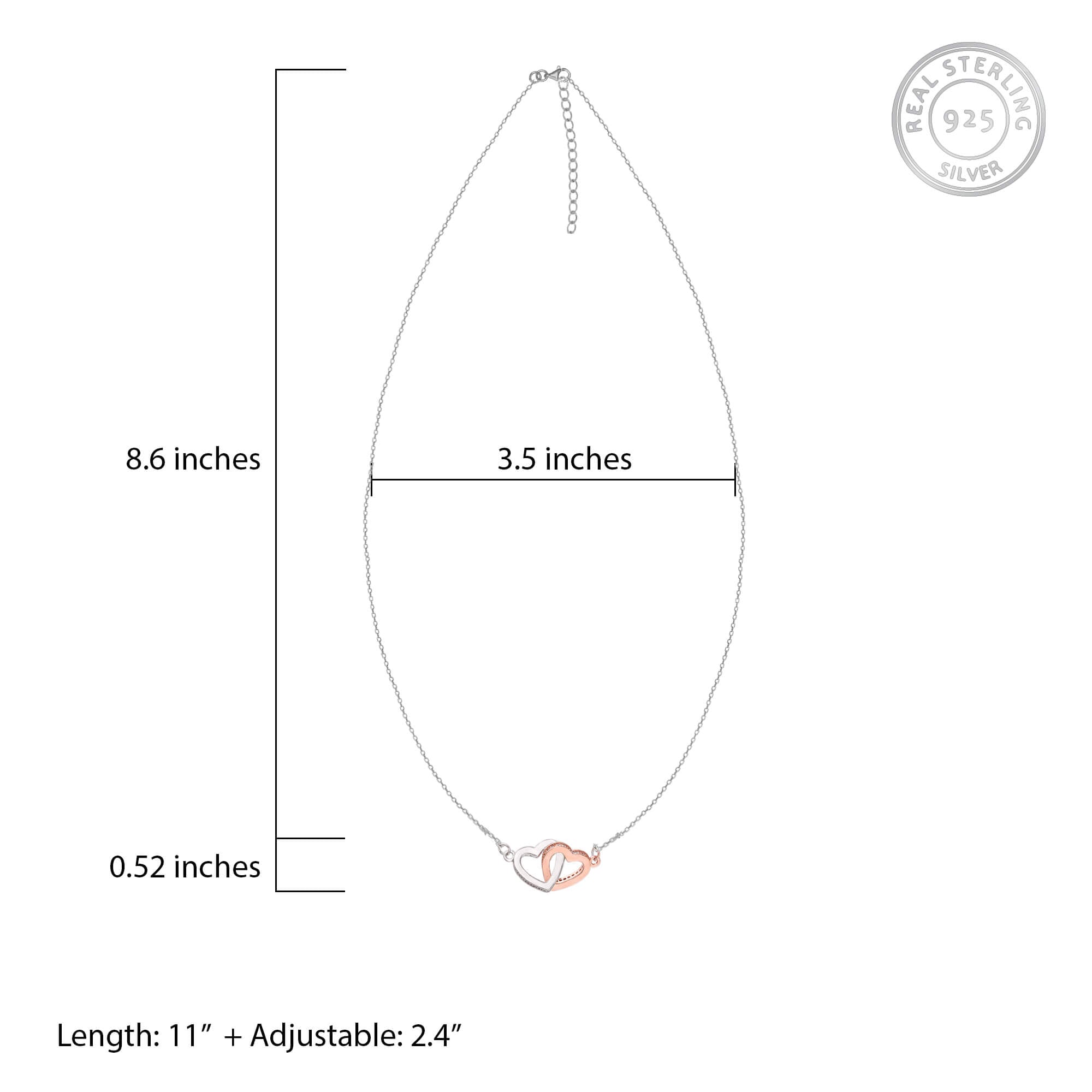 Silver Dual Tone Interlocked Heart Necklace - view 4