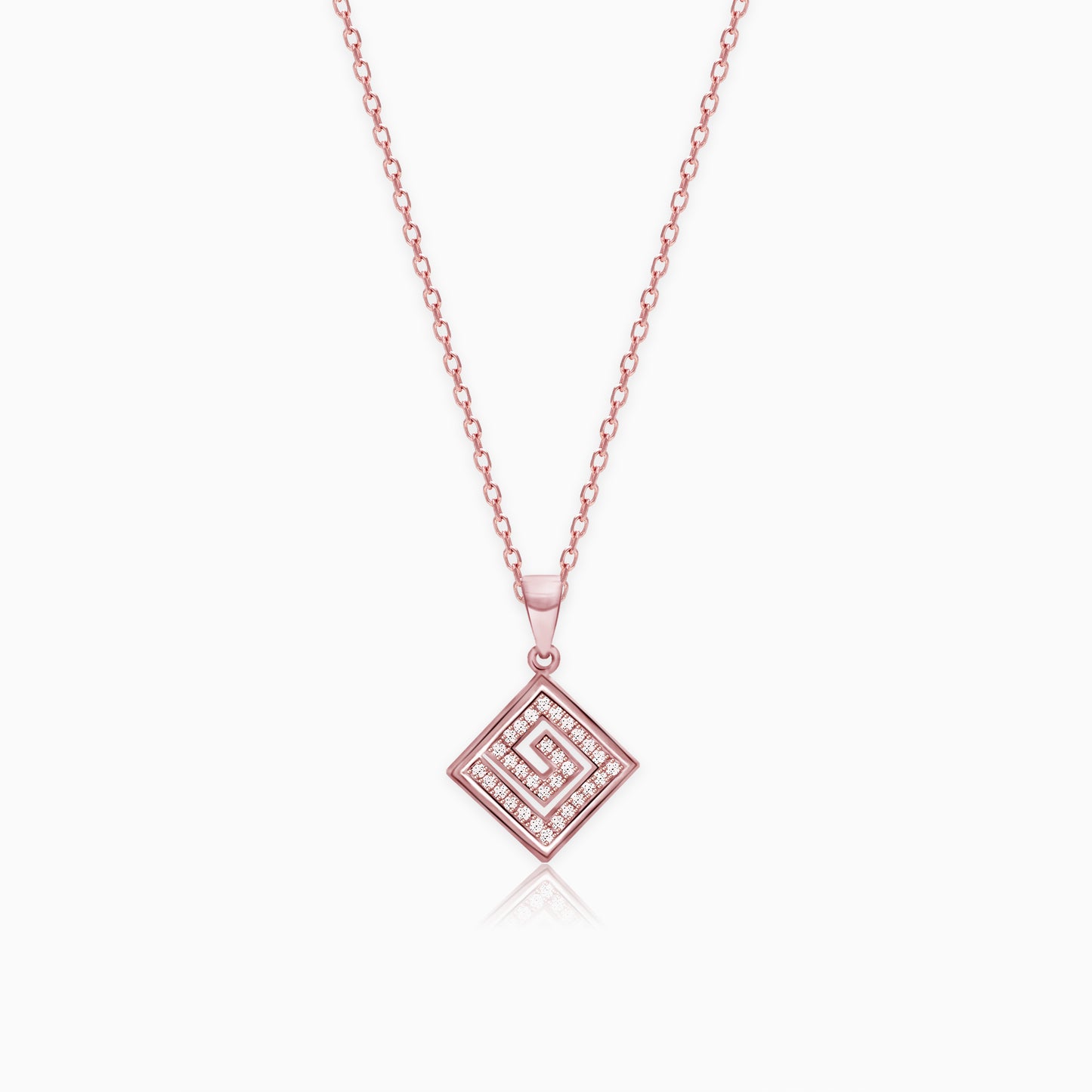 Rose Gold Maze Pendant with Link Chain