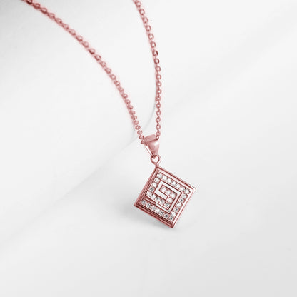 Rose Gold Maze Pendant with Link Chain
