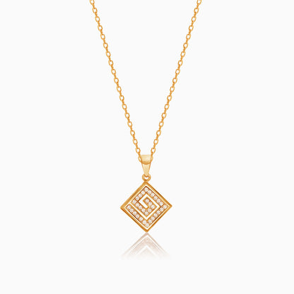 Golden Maze Pendant with Link Chain