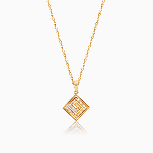 Golden Maze Pendant with Link Chain