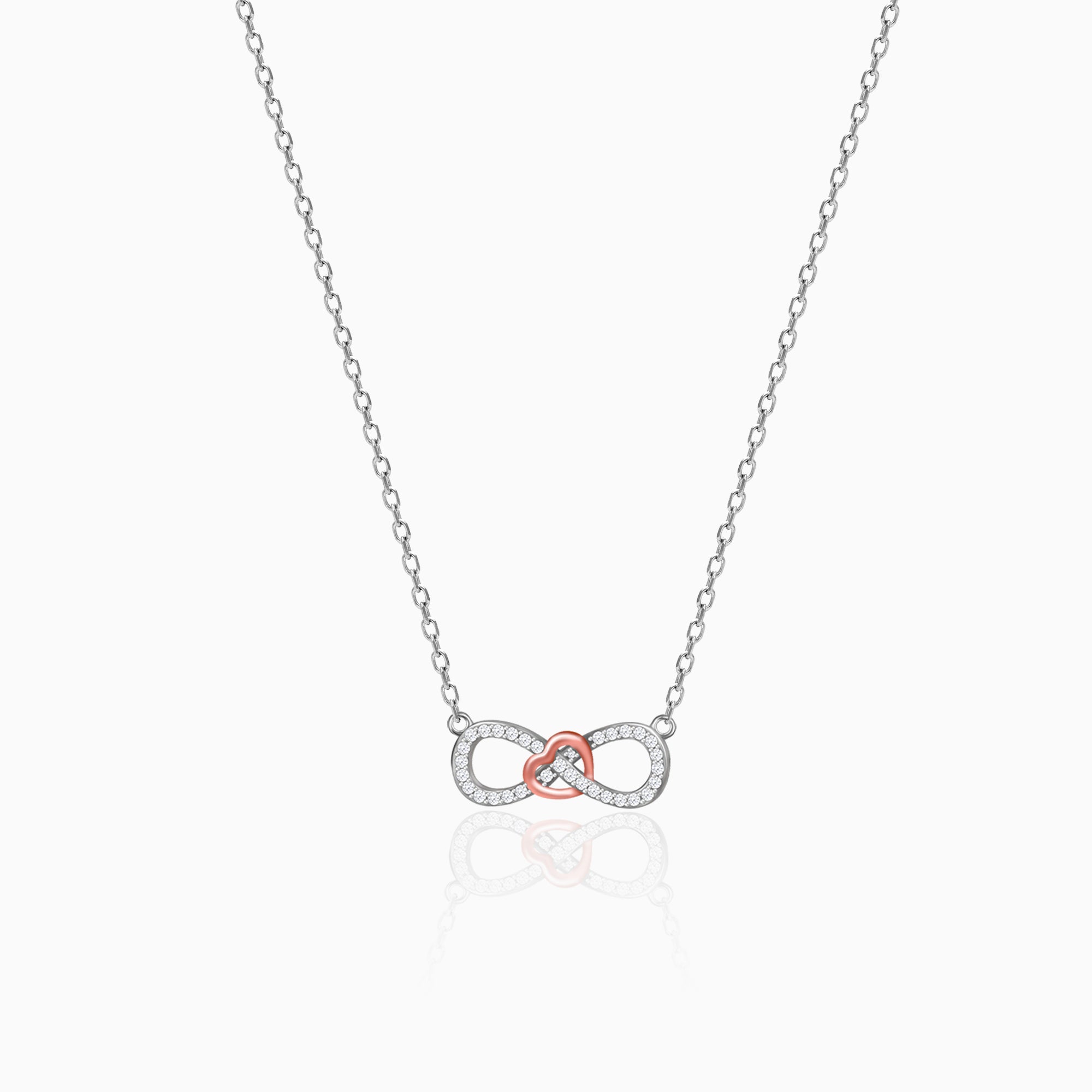 Gratitude & Grace Cubic Zirconia Pure Silver Over Brass 16 Inch Box Heart  Infinity Pendant Necklace | Pueblo Mall