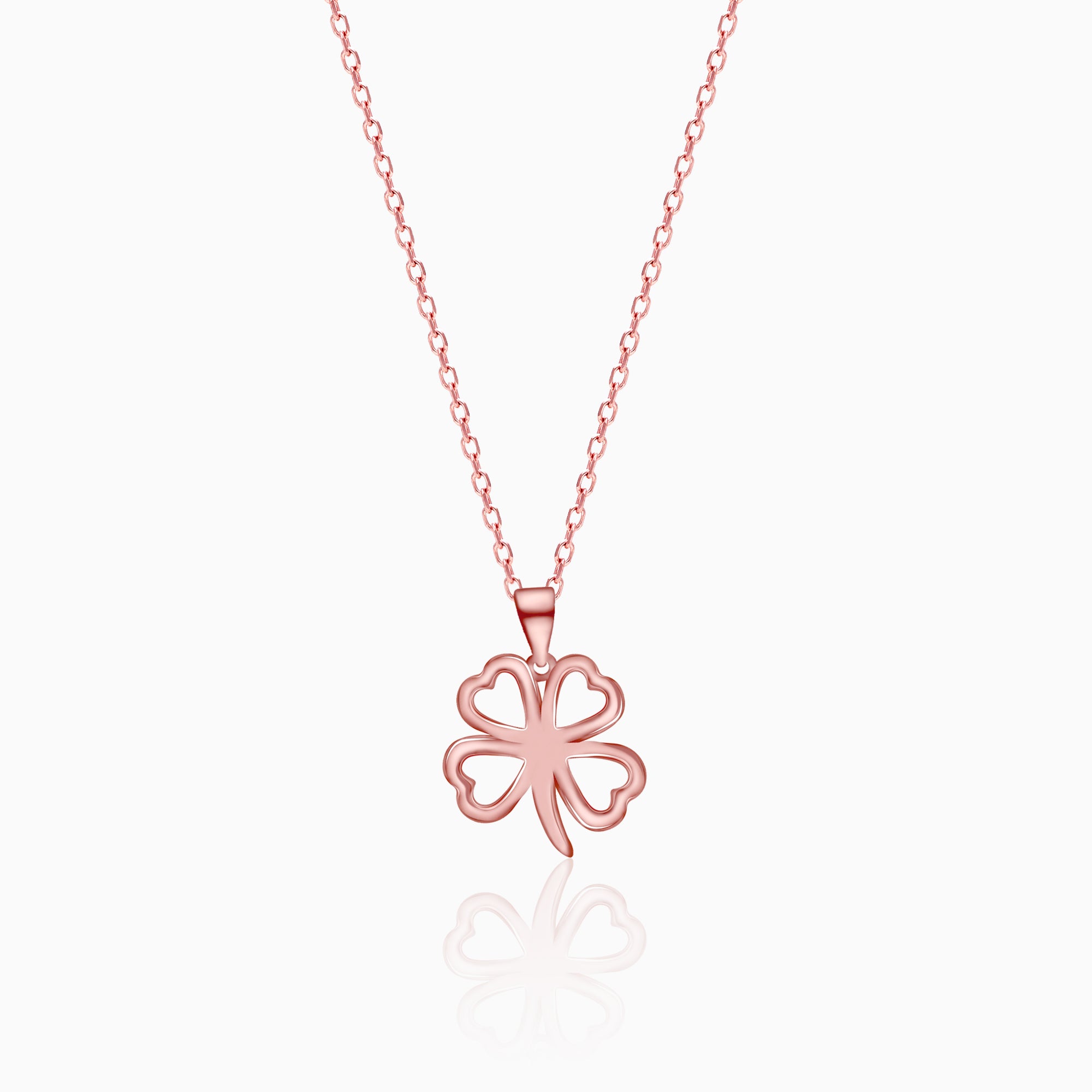 Rose Gold Clover Pendant with Link Chain - Image 1