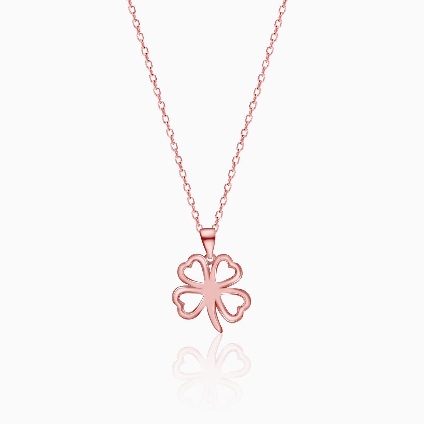 Rose Gold Clover Pendant with Link Chain