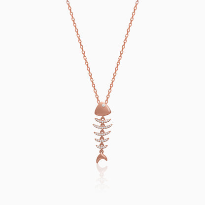 Matte Rose Gold Fishbone Pendant