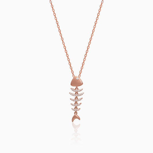 Matte Rose Gold Fishbone Pendant