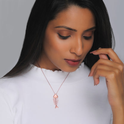 Matte Rose Gold Fishbone Pendant
