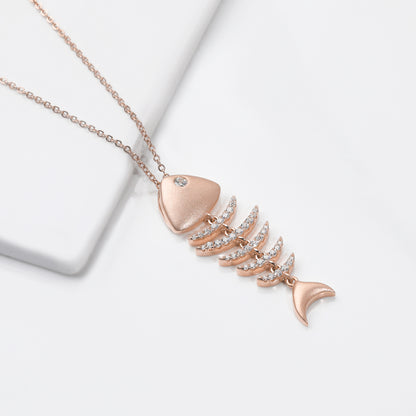 Matte Rose Gold Fishbone Pendant