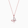 Rose Gold Zircon-Studded Butterfly Pendant With Link Chain